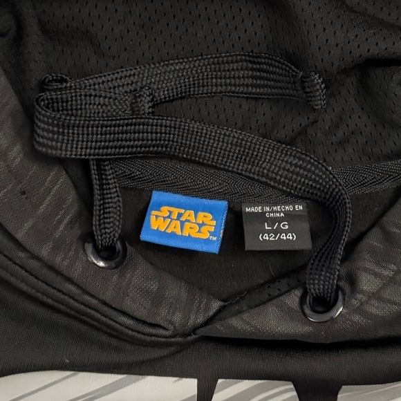 Star Wars Black Gray Stripes Long Sleeve Drawstring Hoodie Kangaroo Pocket Large - Picture 3 of 16